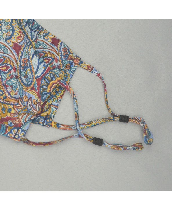 Fancy Paisley Face Mask in Red and Blue 100% Fine Silk Face Mask  - Made in UK 